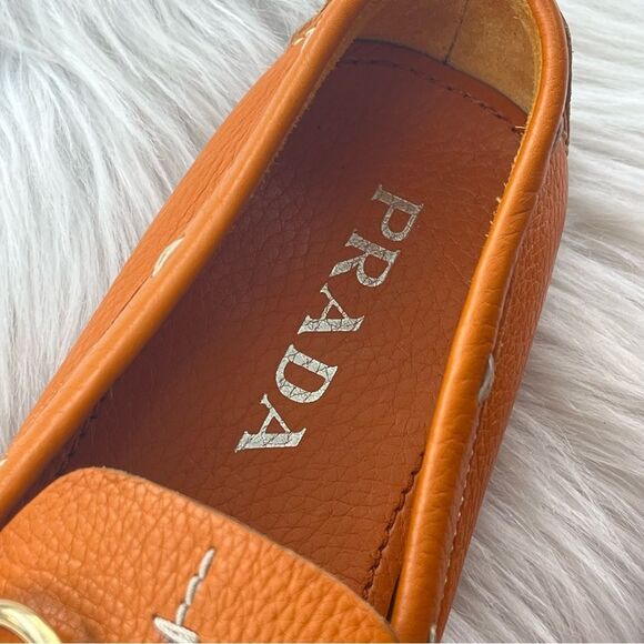 PRADA Orange Ring Driving Loafers Flats sz. 35.5 - Picture 3 of 11